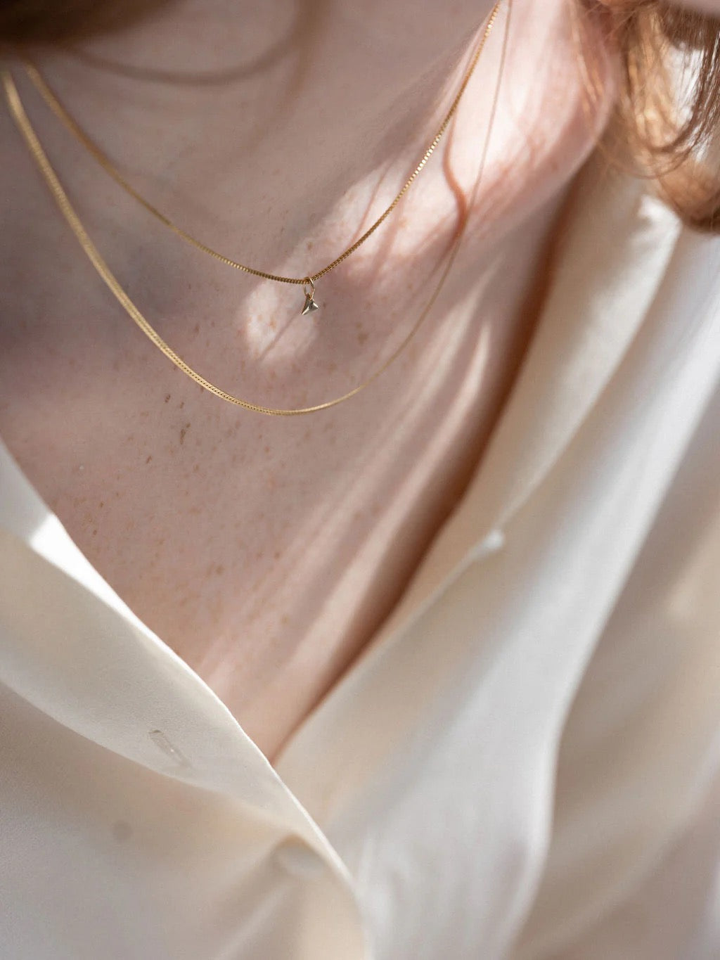 Fine Herringbone Necklace - Gold