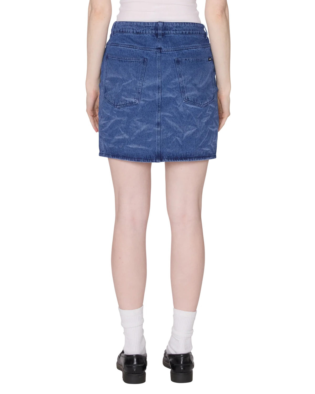 Trinity Wrinkle Denim Skirt - Medium Stonewash