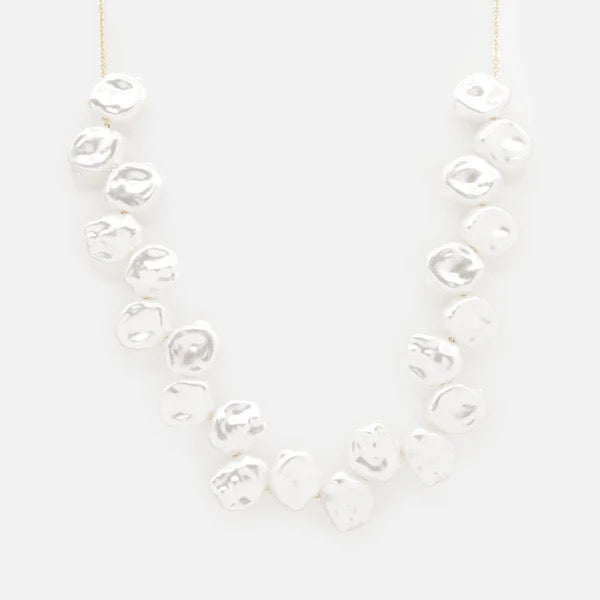 Gold Necklace With Flat Pearls