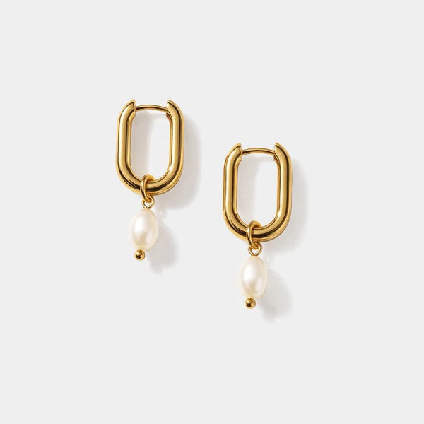 Hoop Earring With Pearl Charm