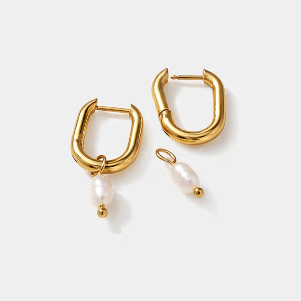 Hoop Earring With Pearl Charm