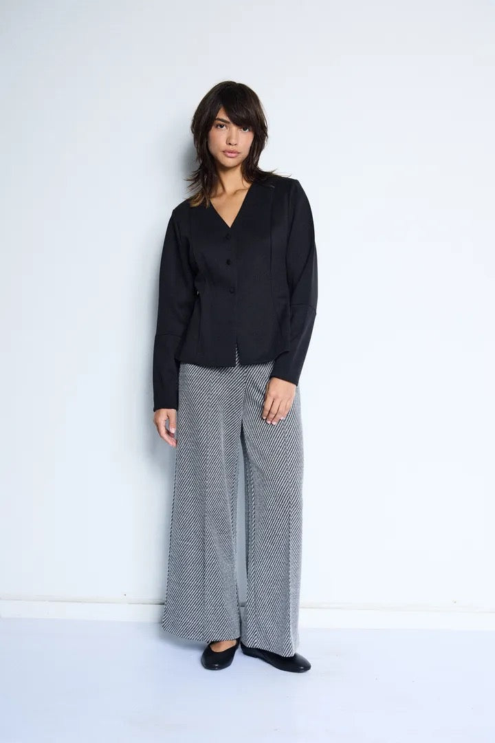 Kate Twillish Wide Pant - Black/White