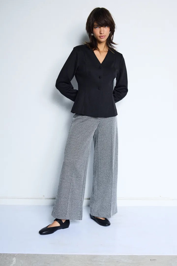 Kate Twillish Wide Pant - Black/White
