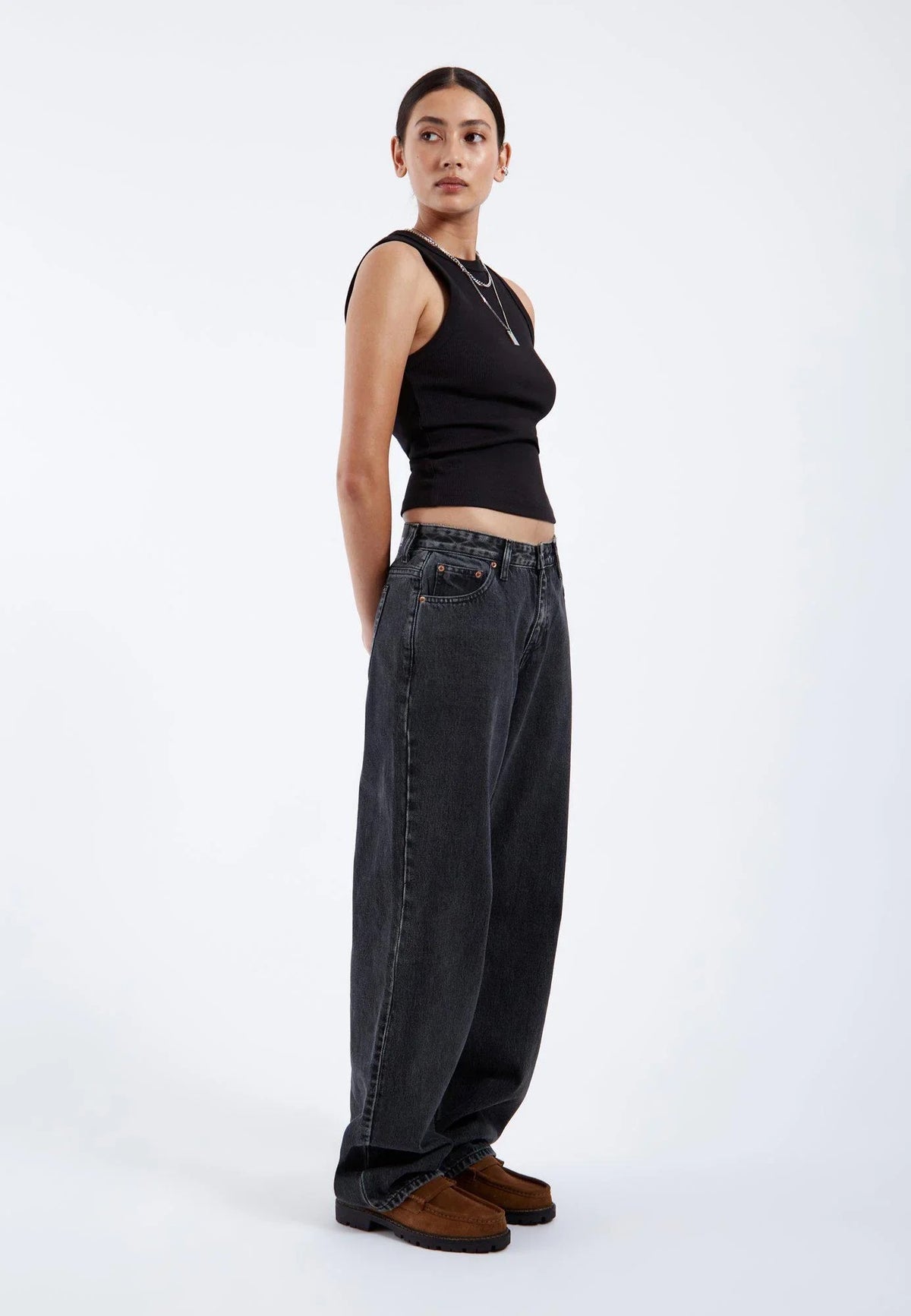 Hill Low Relaxed Jeans - Aged Black