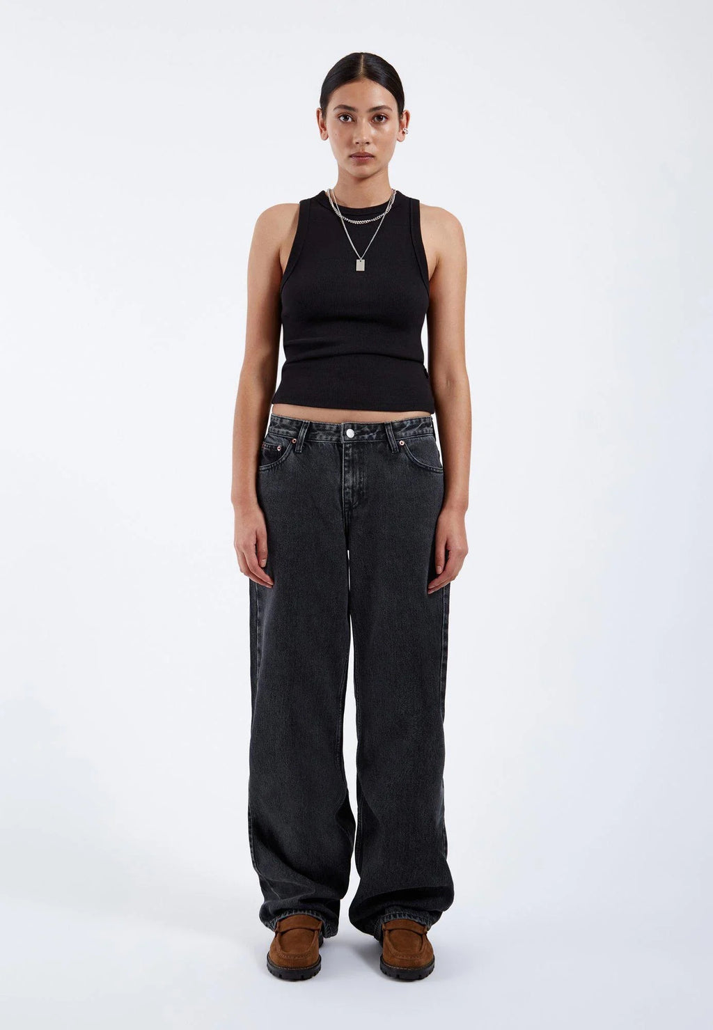 Hill Low Relaxed Jeans - Aged Black