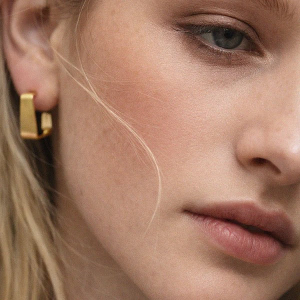 Angular Brushed Open Hoop Earrings