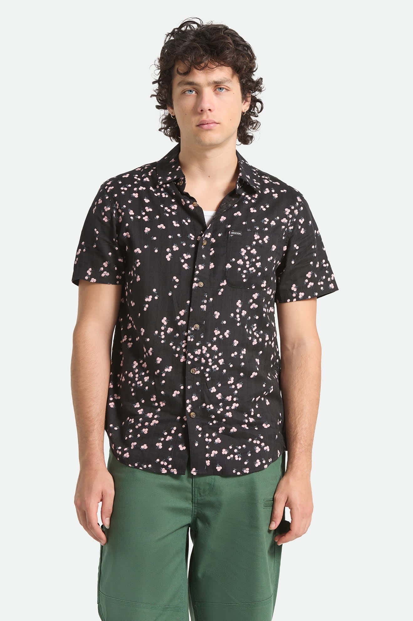 Charter Slub Short Sleeve Woven - Black/Pink