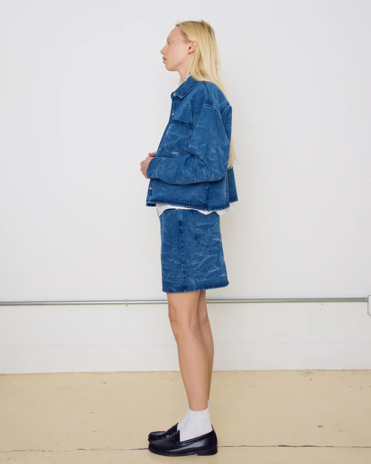 Trinity Wrinkle Denim Skirt - Medium Stonewash