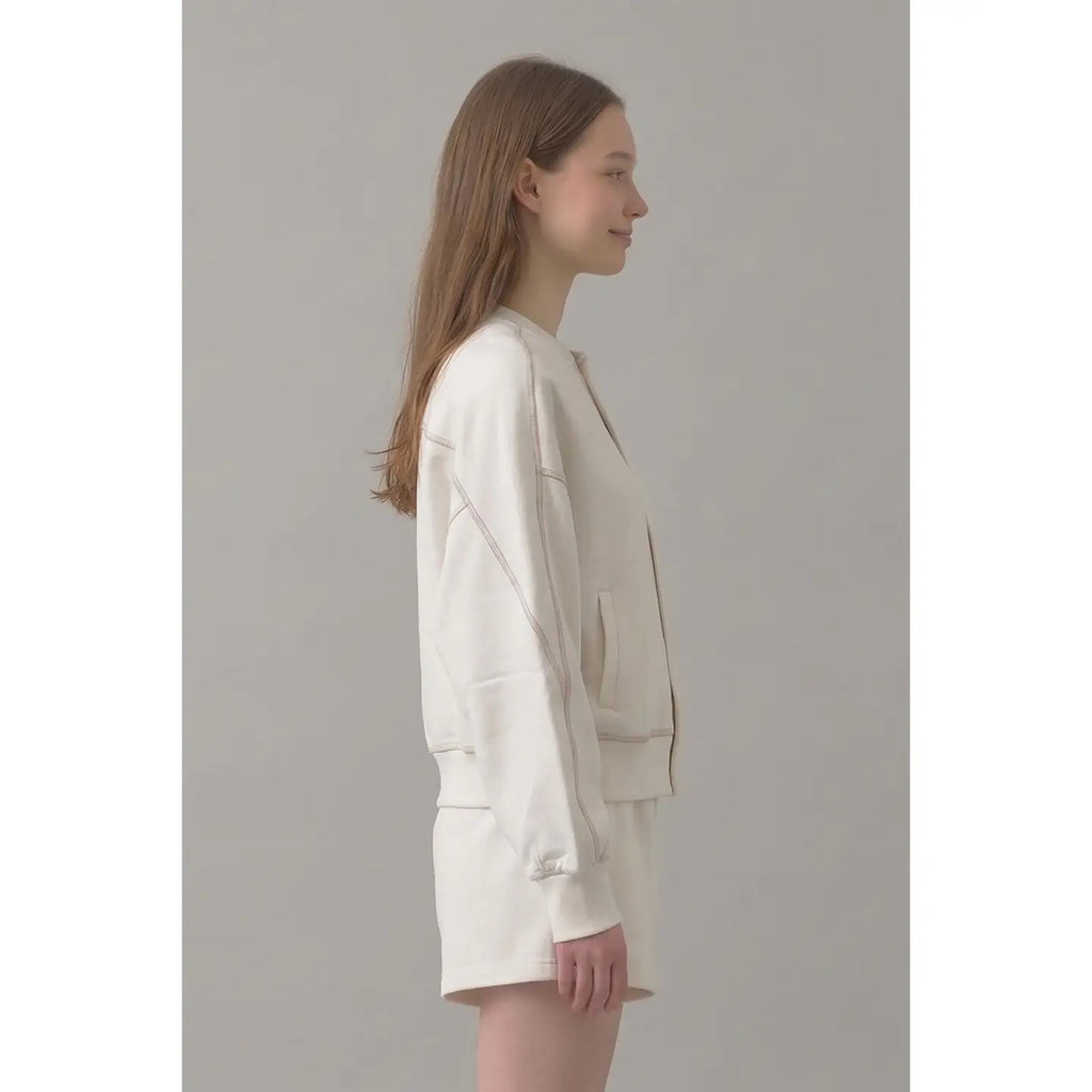Pre Shrunk Stitched Cotton Terry Cardigan