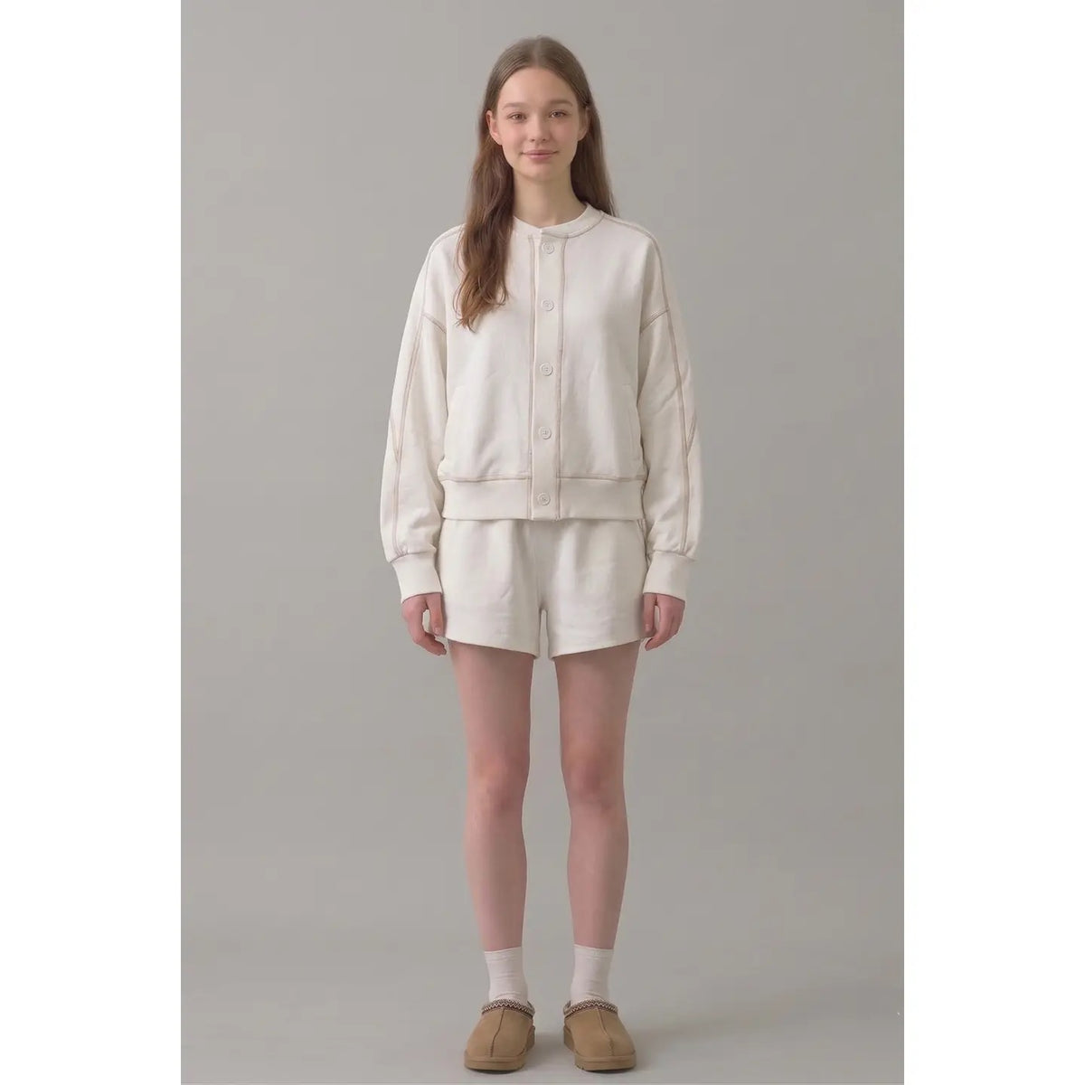 Pre Shrunk Stitched Cotton Terry Cardigan