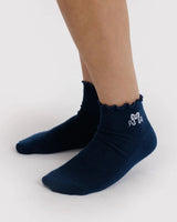 Lettuce Edge Socks - Mahogany & Navy Icons