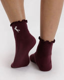 Lettuce Edge Socks - Mahogany & Navy Icons