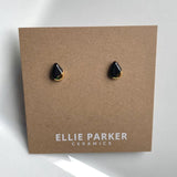 Teardrop Ceramic Gold Accent Stud  Earrings