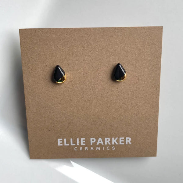 Teardrop Ceramic Gold Accent Stud  Earrings