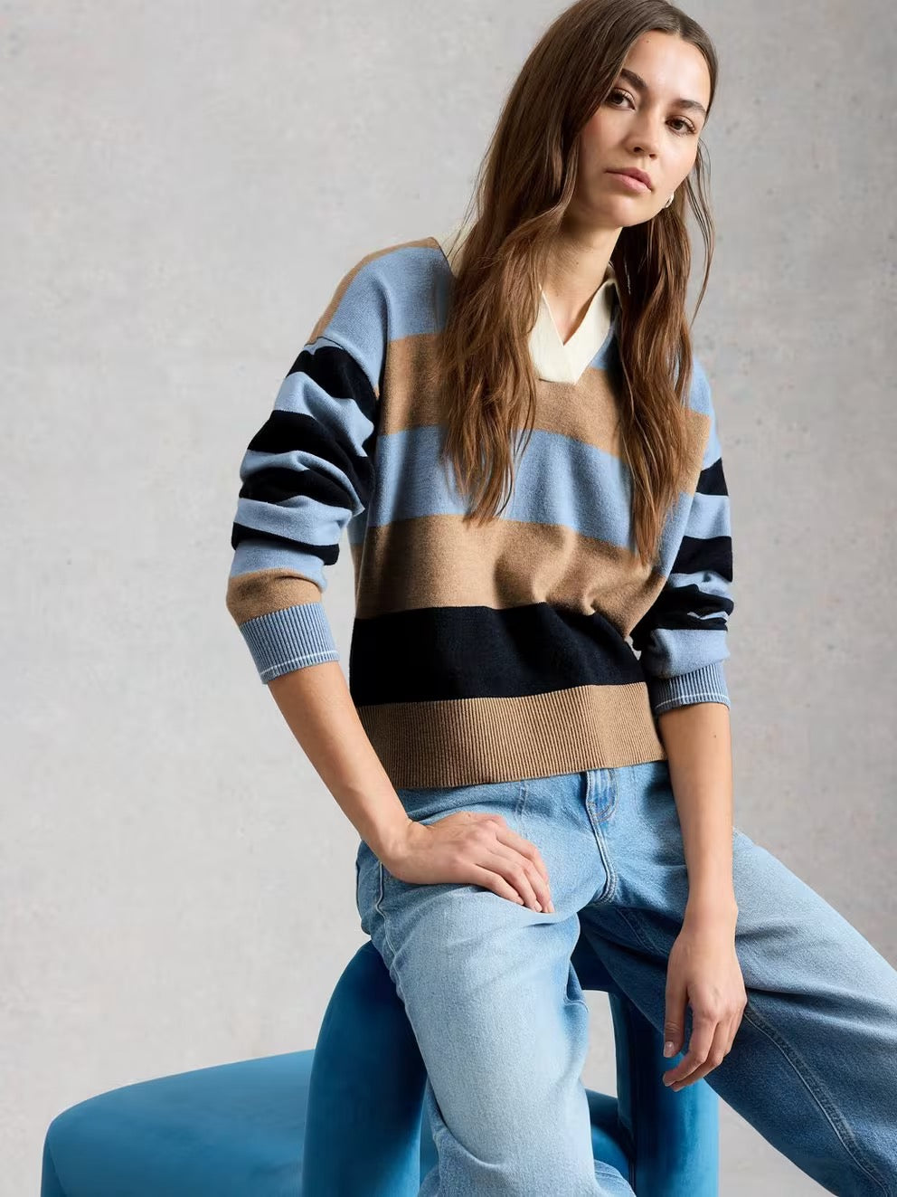 Rochelle Rugby Jumper - Blue Multi