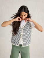 Naria Stripe Linen Vest - Navy Multi