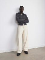 The Drop Collar Zip Up Cardigan - Cool Grey