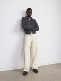 The Drop Collar Zip Up Cardigan - Cool Grey