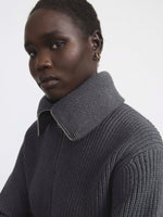 The Drop Collar Zip Up Cardigan - Cool Grey