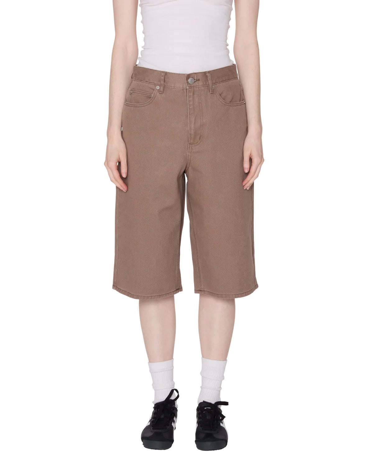 Karina Long Denim Shorts - Walnut