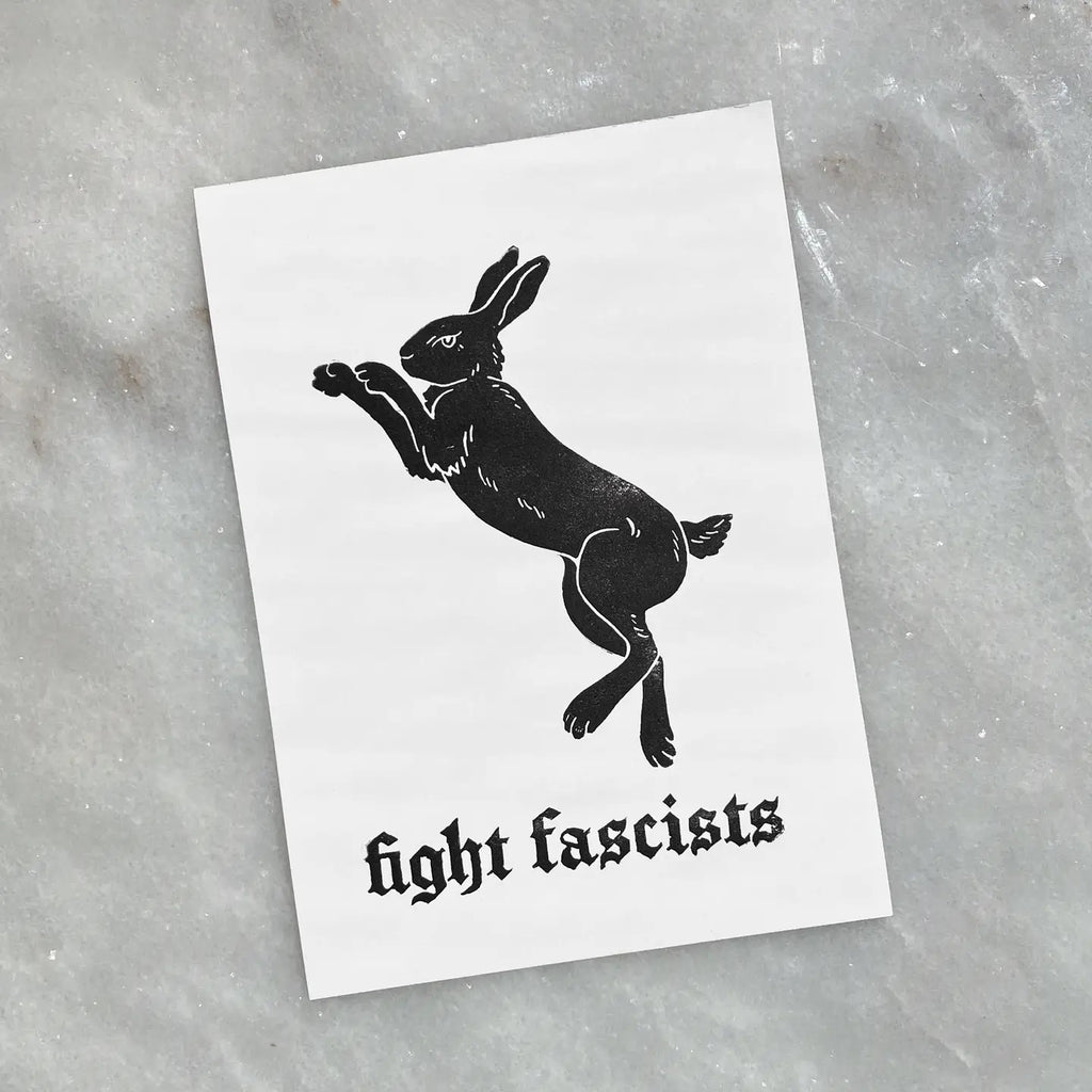 Fight Fascist Mini Linocut Print