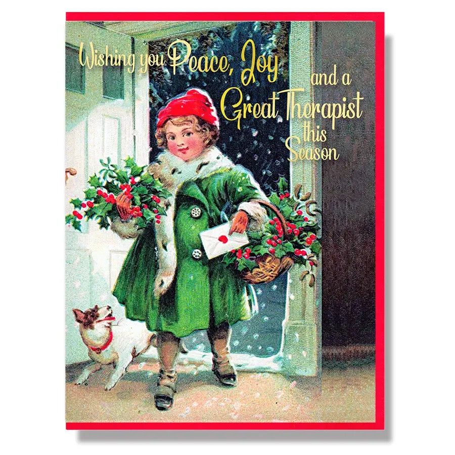 Peace, Joy & A Great Therapist Greeting Card