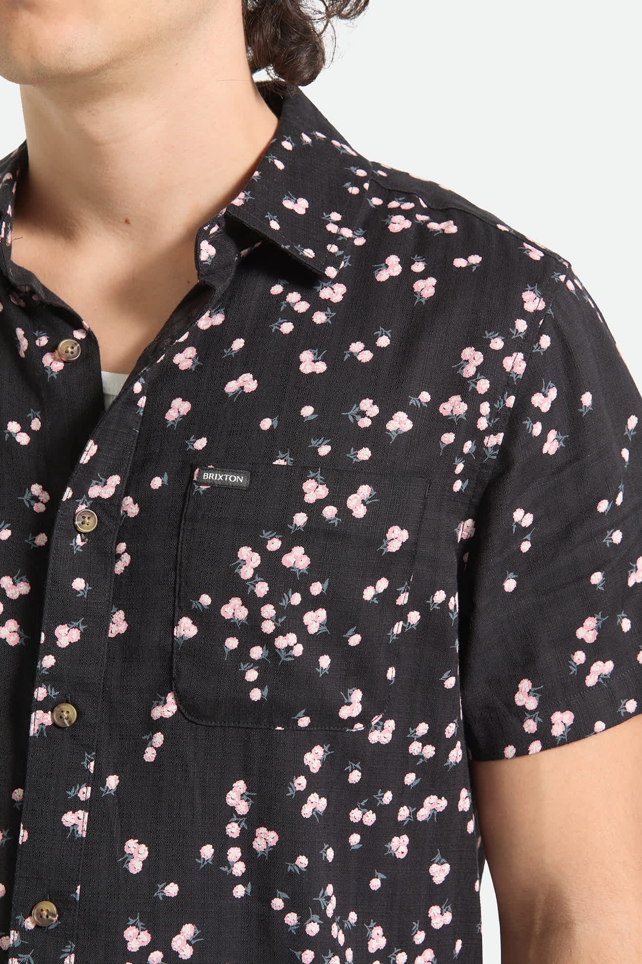 Charter Slub Short Sleeve Woven - Black/Pink