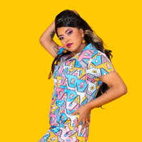 8-Bit Print Jumpsuit - Pretty Pastel