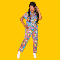 8-Bit Print Jumpsuit - Pretty Pastel