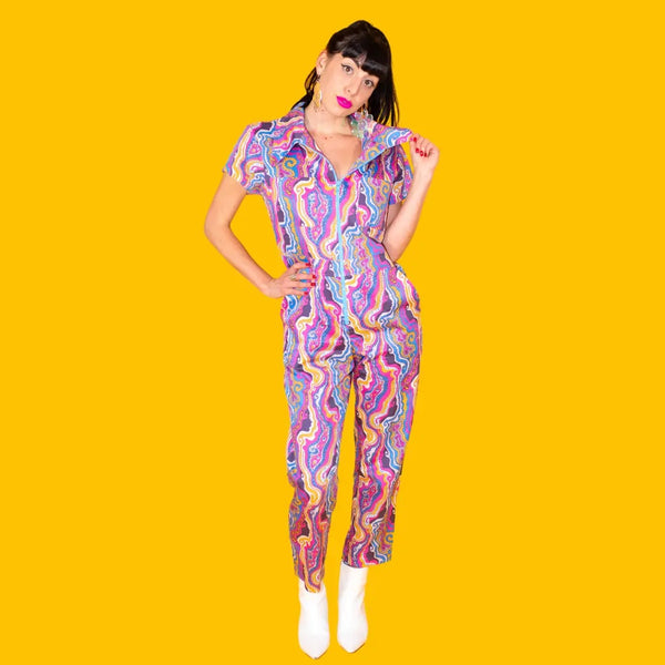 Geode Print Jumpsuit - Purple Haze