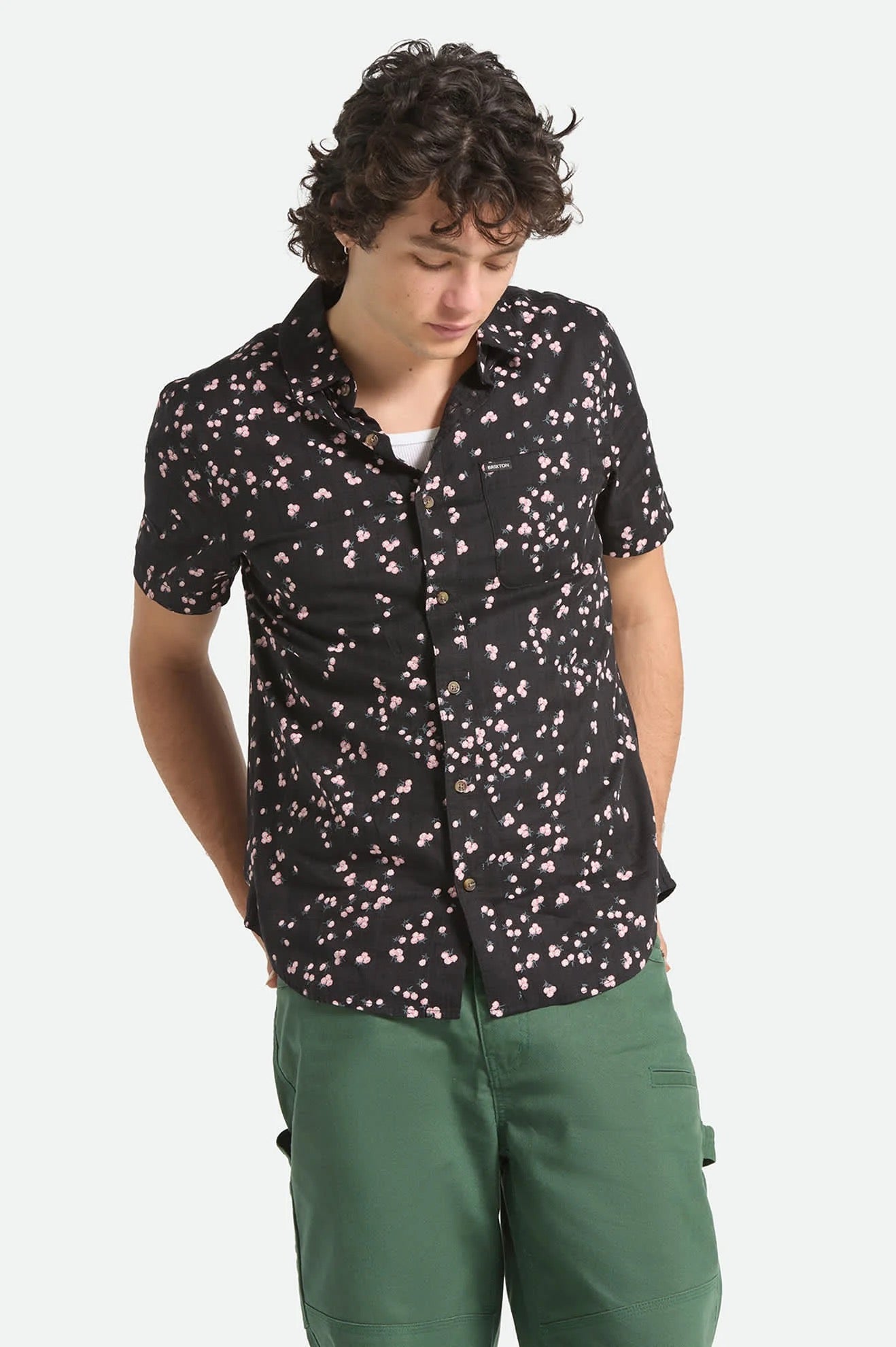 Charter Slub Short Sleeve Woven - Black/Pink
