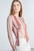 Slit Mesh Long Sleeve Shirt