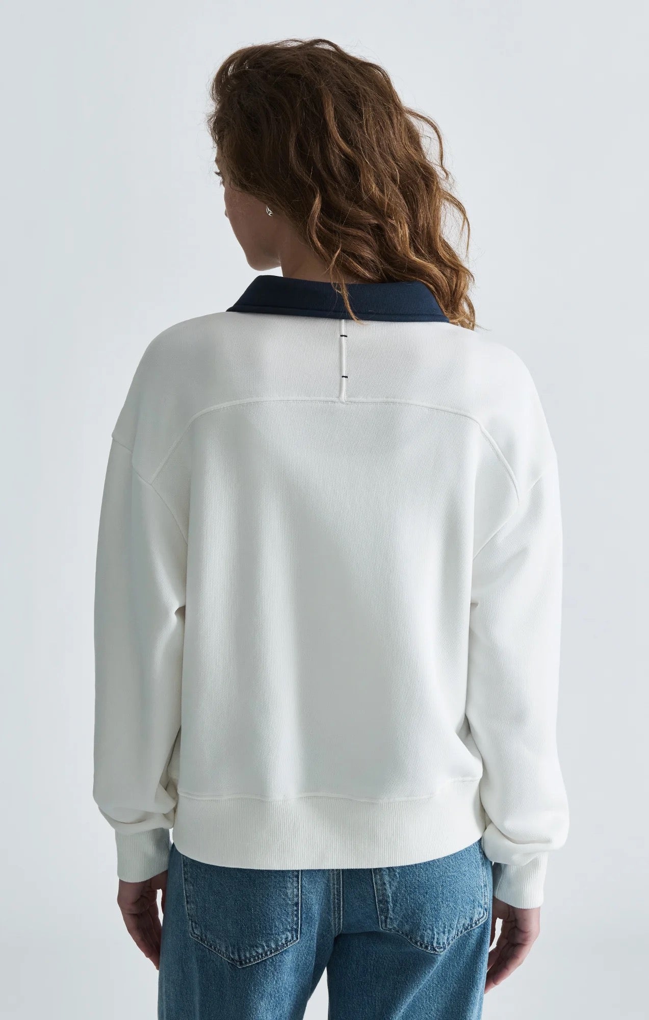Polo Neck Sweatshirt - Antique White