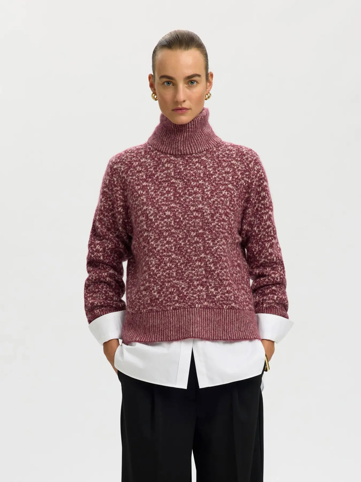 Lulu Duo High Neck Jumper - Tawny Port