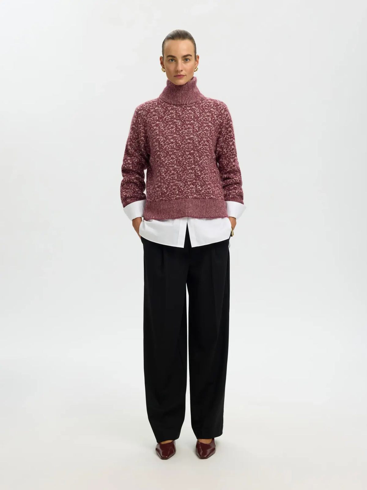 Lulu Duo High Neck Jumper - Tawny Port