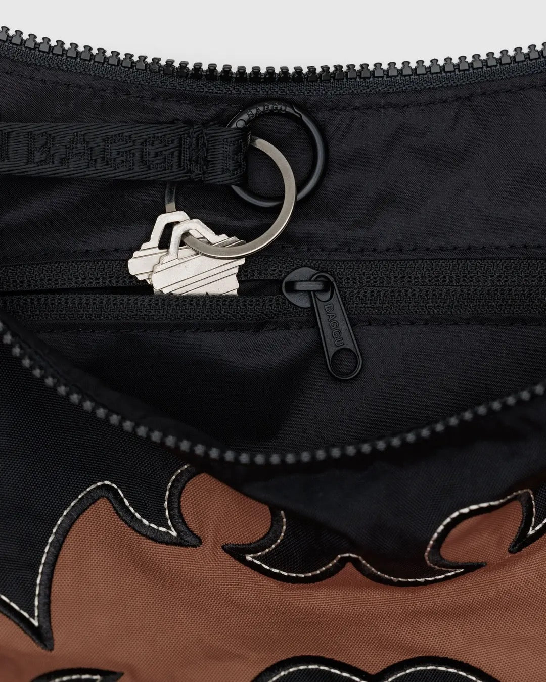 Medium Nylon Crescent Bag - Western Appliqué
