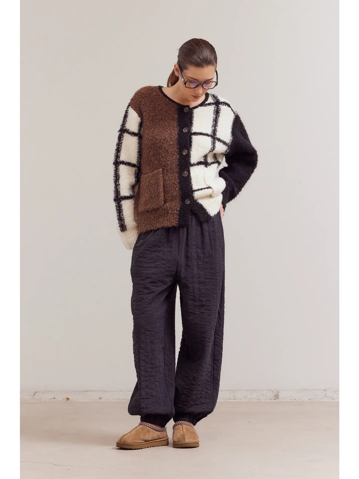 Colourblock Grid Cardigan