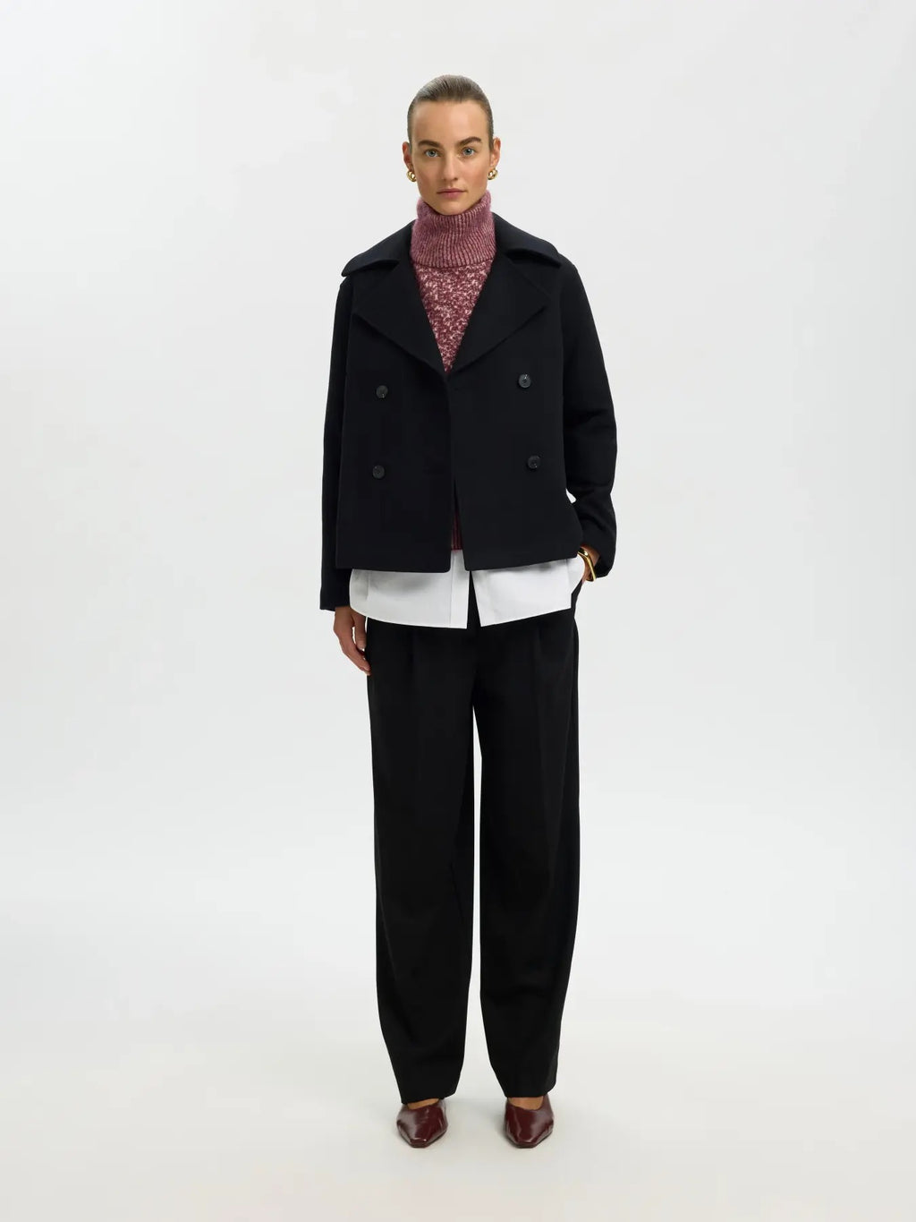 Lulu Duo High Neck Jumper - Tawny Port