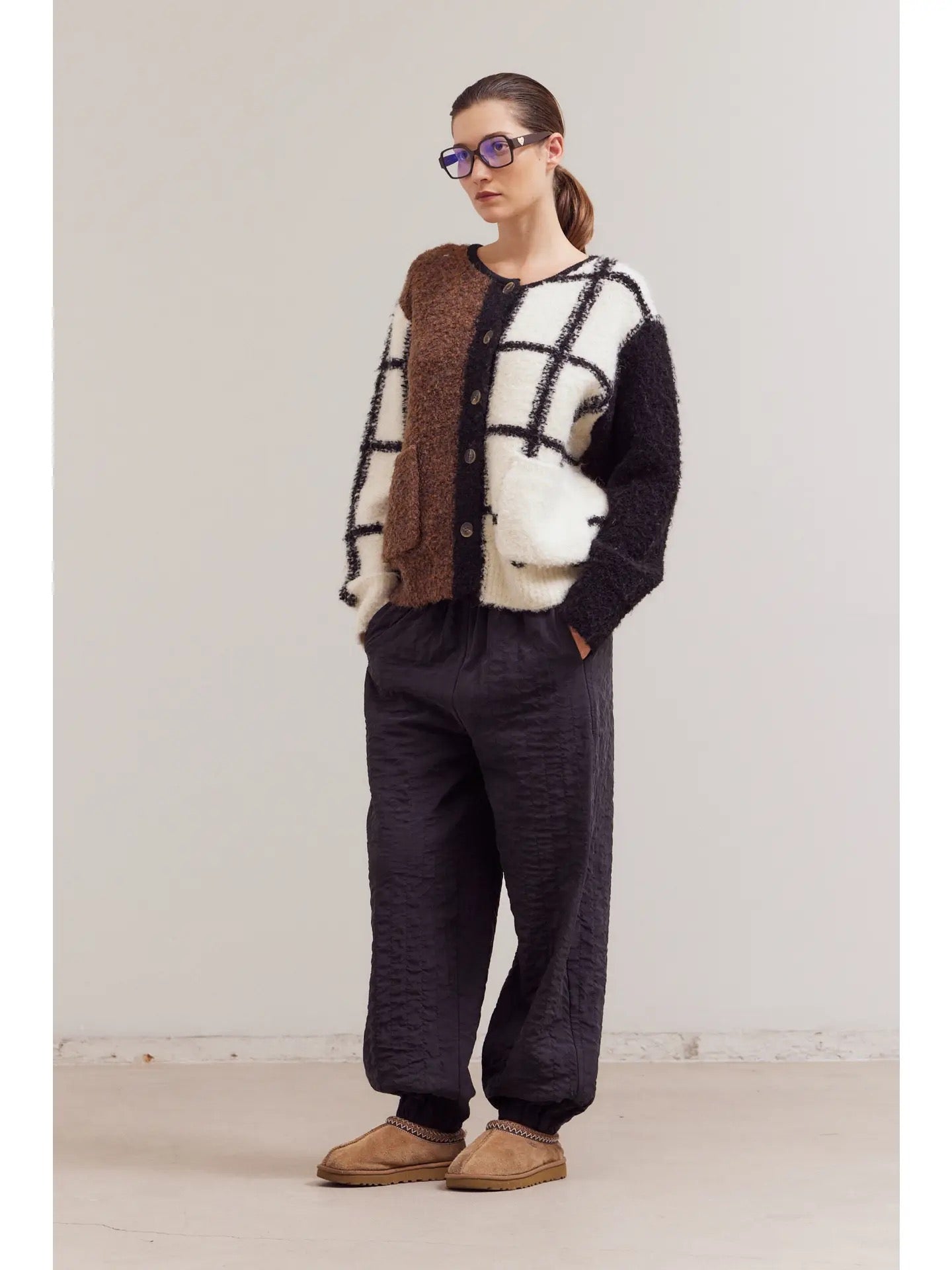 Colourblock Grid Cardigan