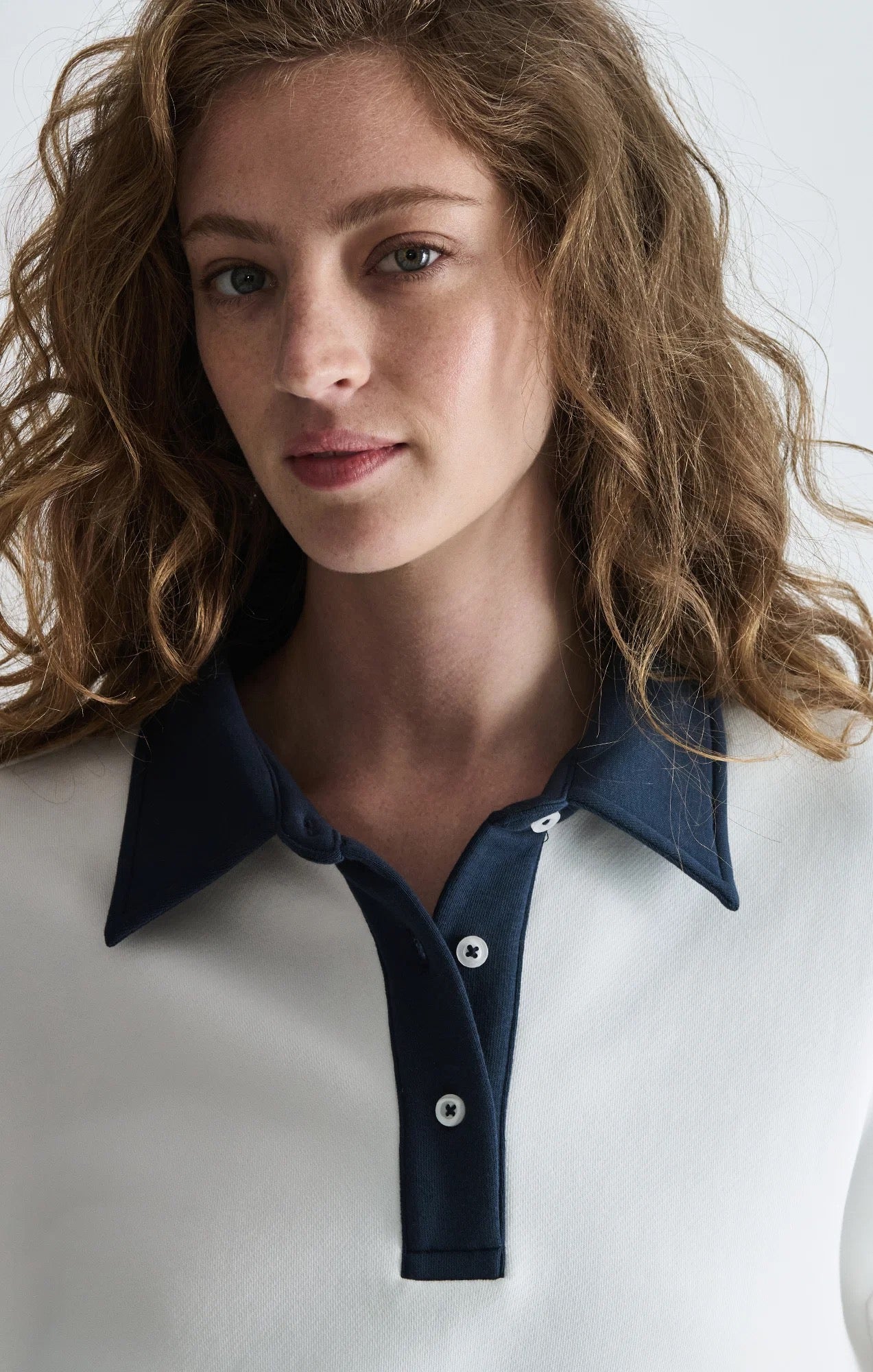 Polo Neck Sweatshirt - Antique White