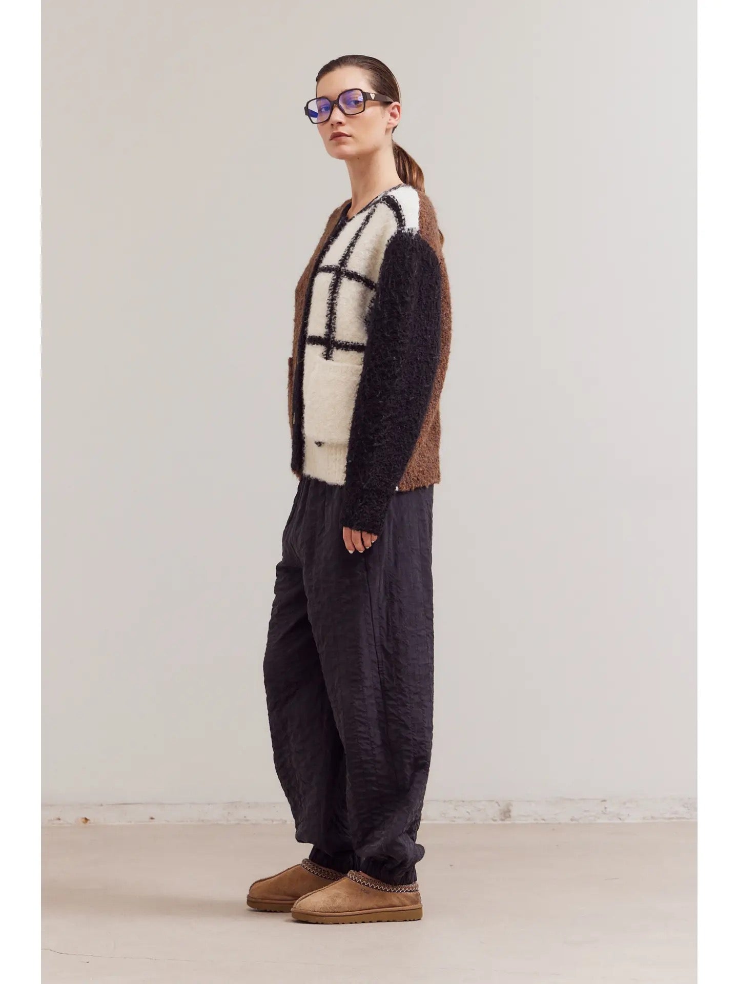Colourblock Grid Cardigan