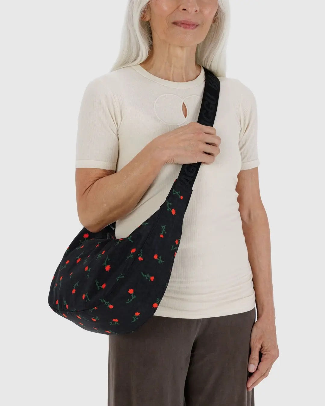 Medium Nylon Crescent Bag - Painted Wildflower