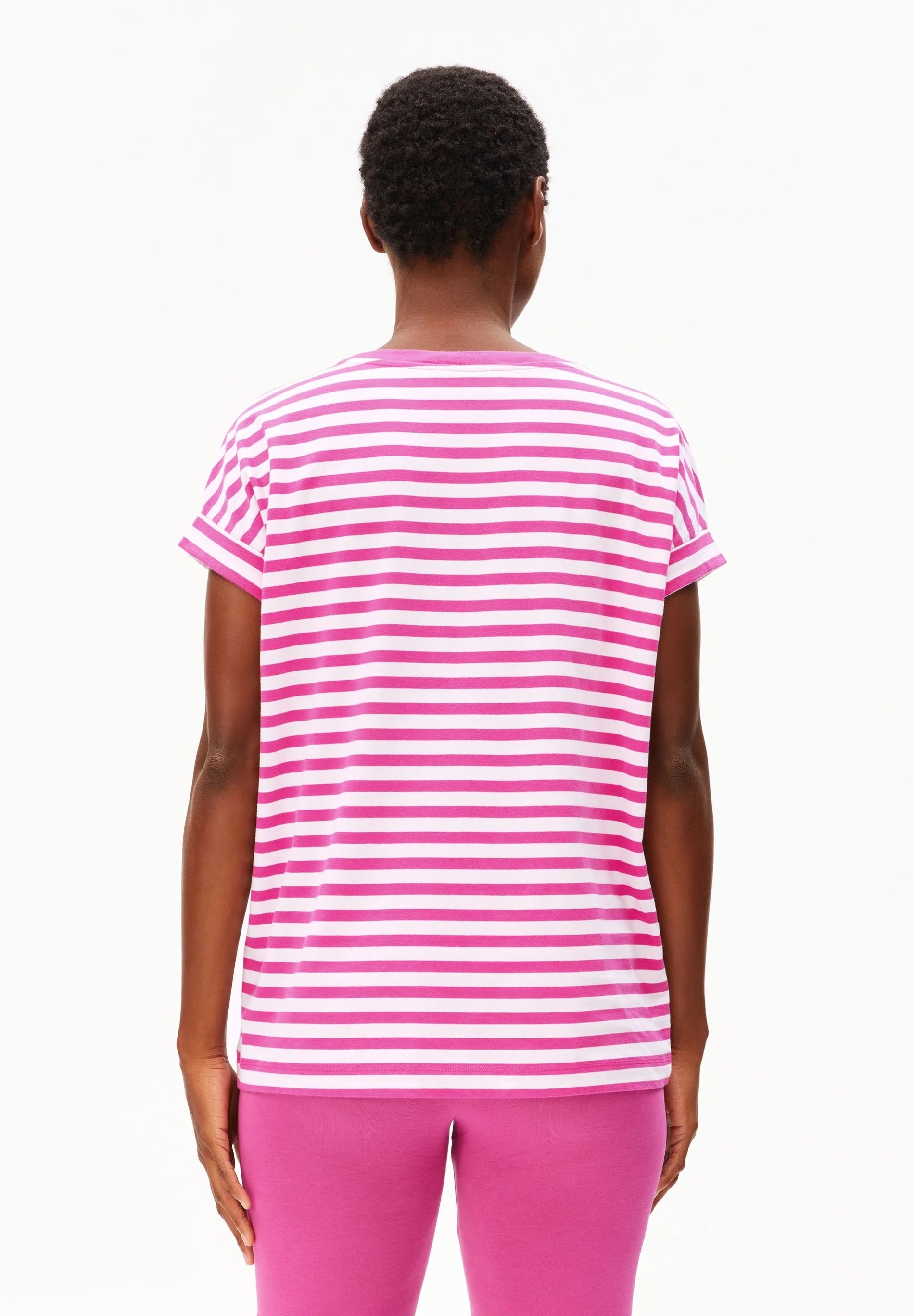 Idaara Stripes T Shirt - White/Very Berry