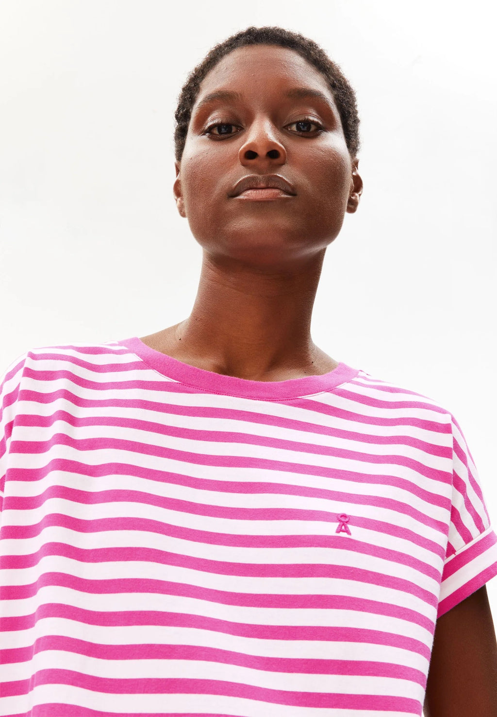 Idaara Stripes T Shirt - White/Very Berry