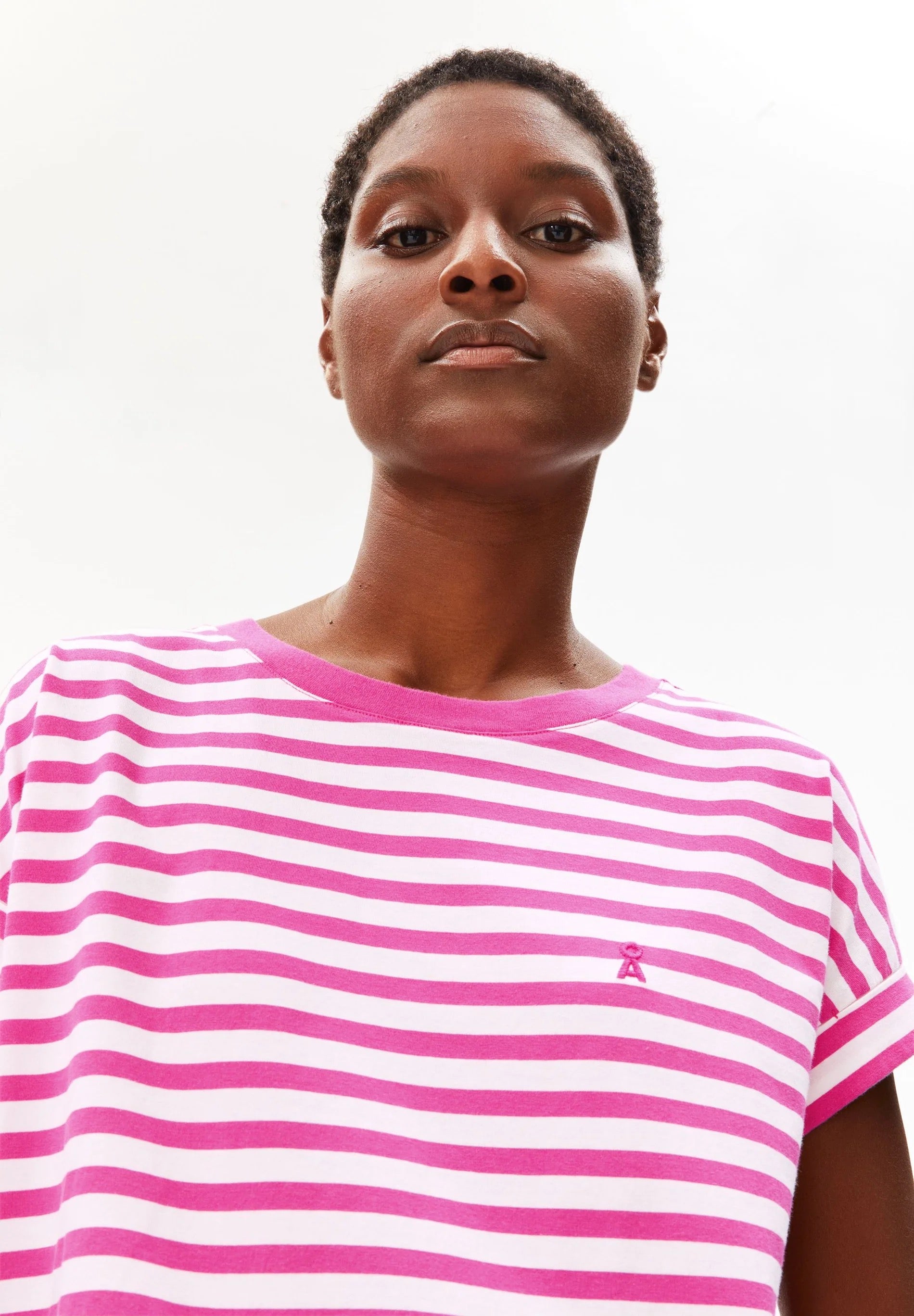 Idaara Stripes T Shirt - White/Very Berry