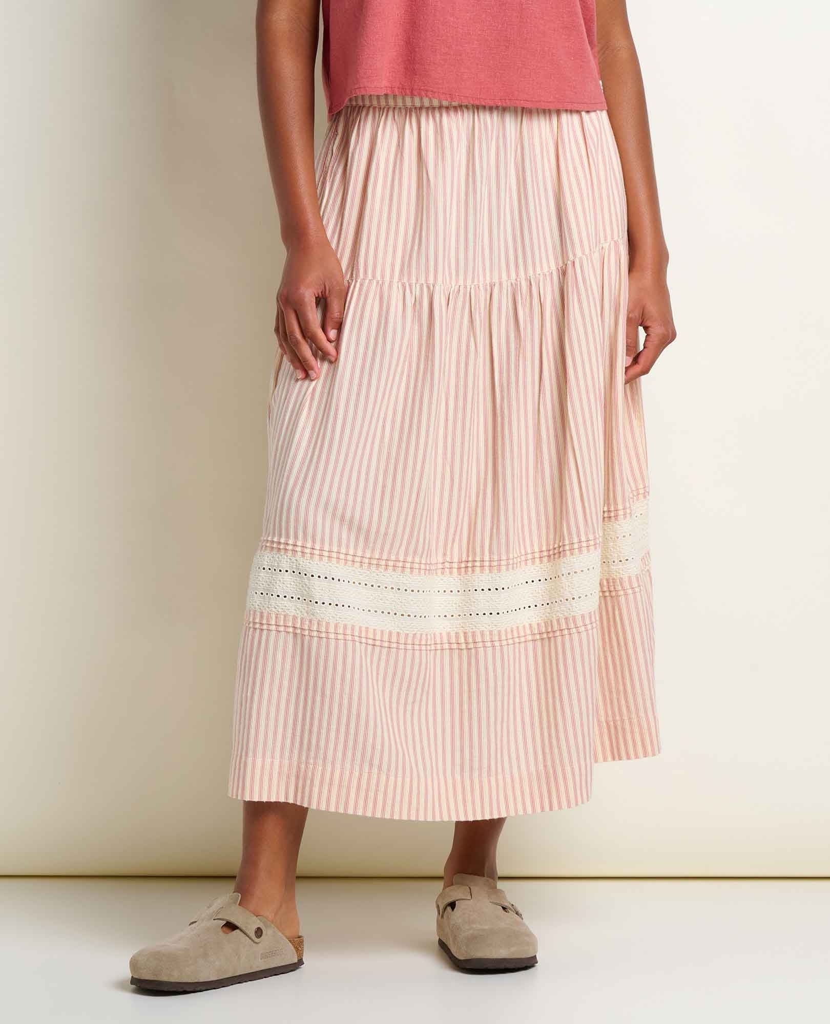 Airscape Midi Skirt - Dusty Cedar Stripe