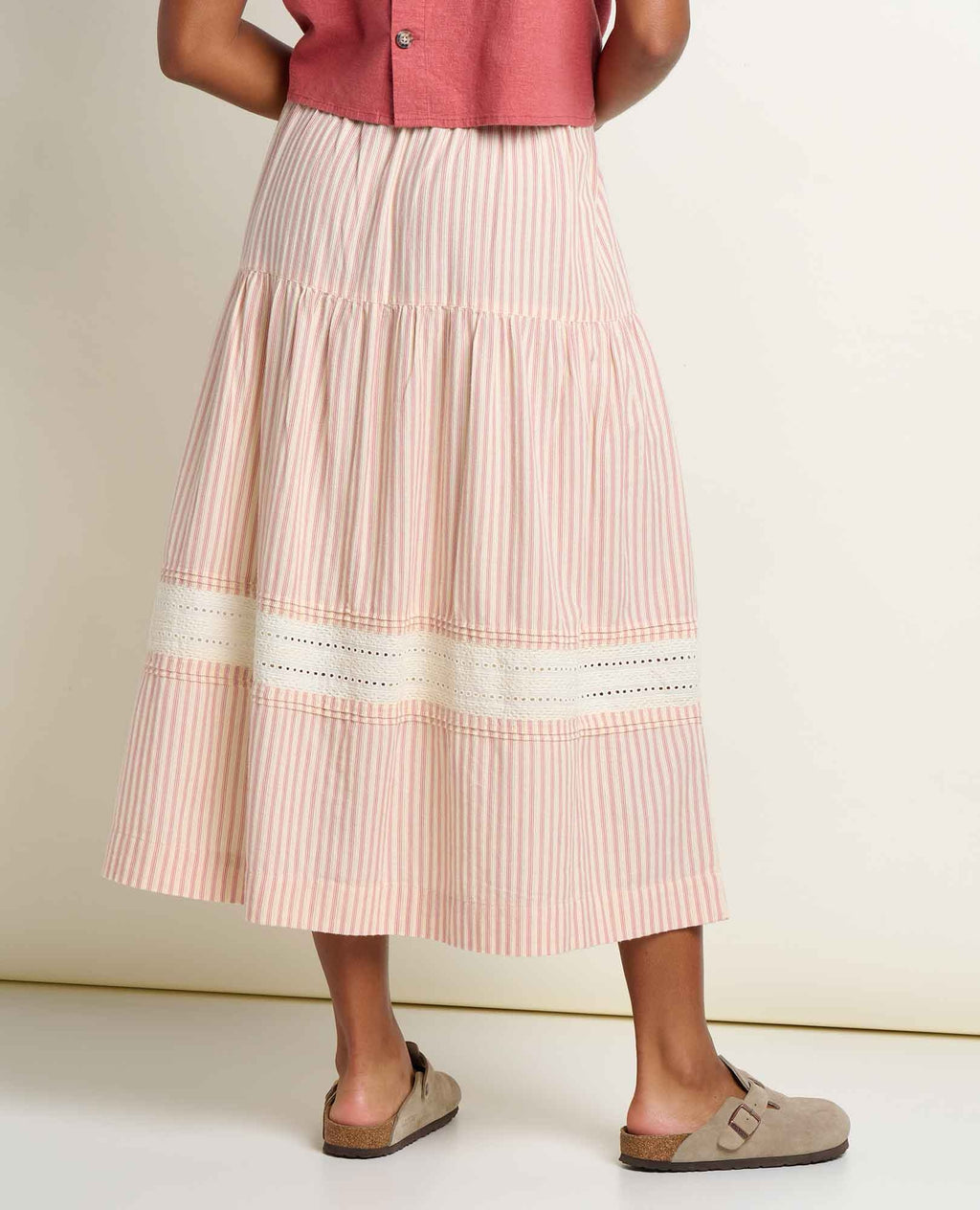 Airscape Midi Skirt - Dusty Cedar Stripe
