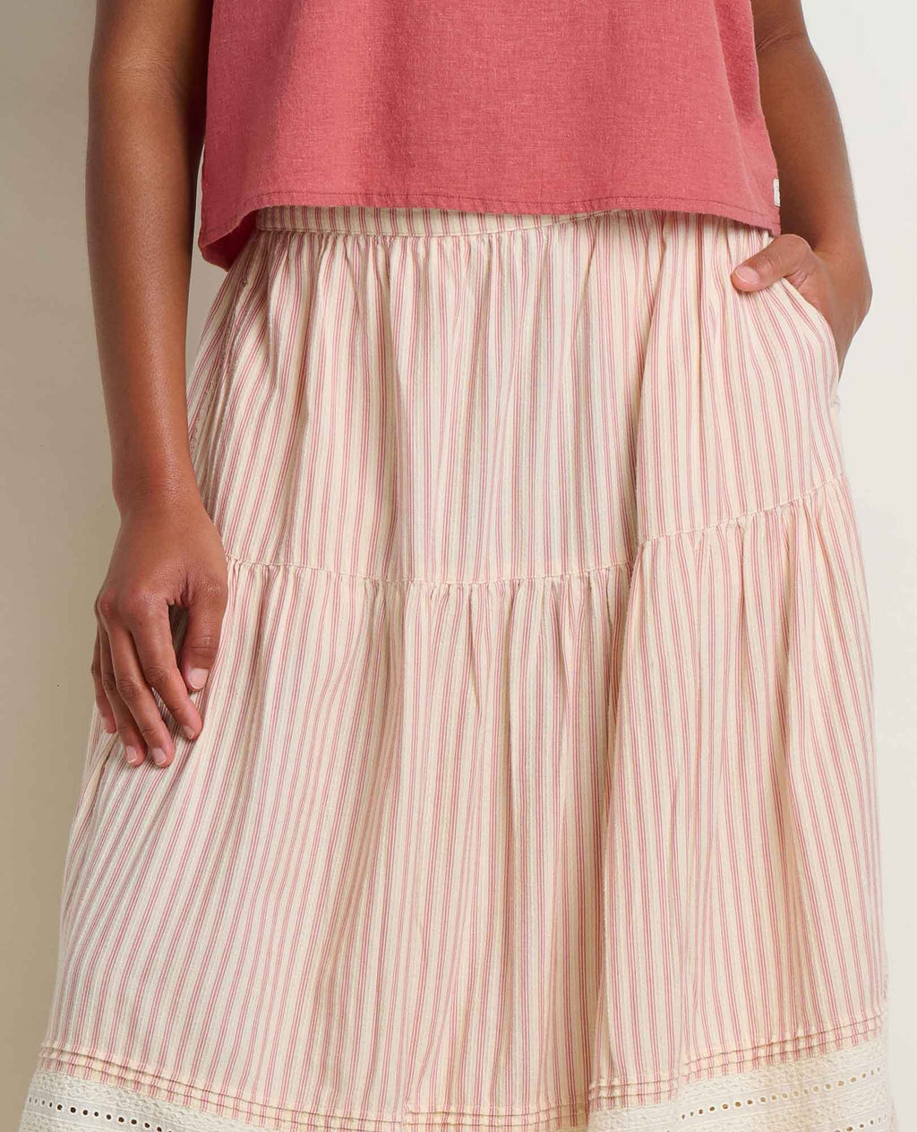 Airscape Midi Skirt - Dusty Cedar Stripe