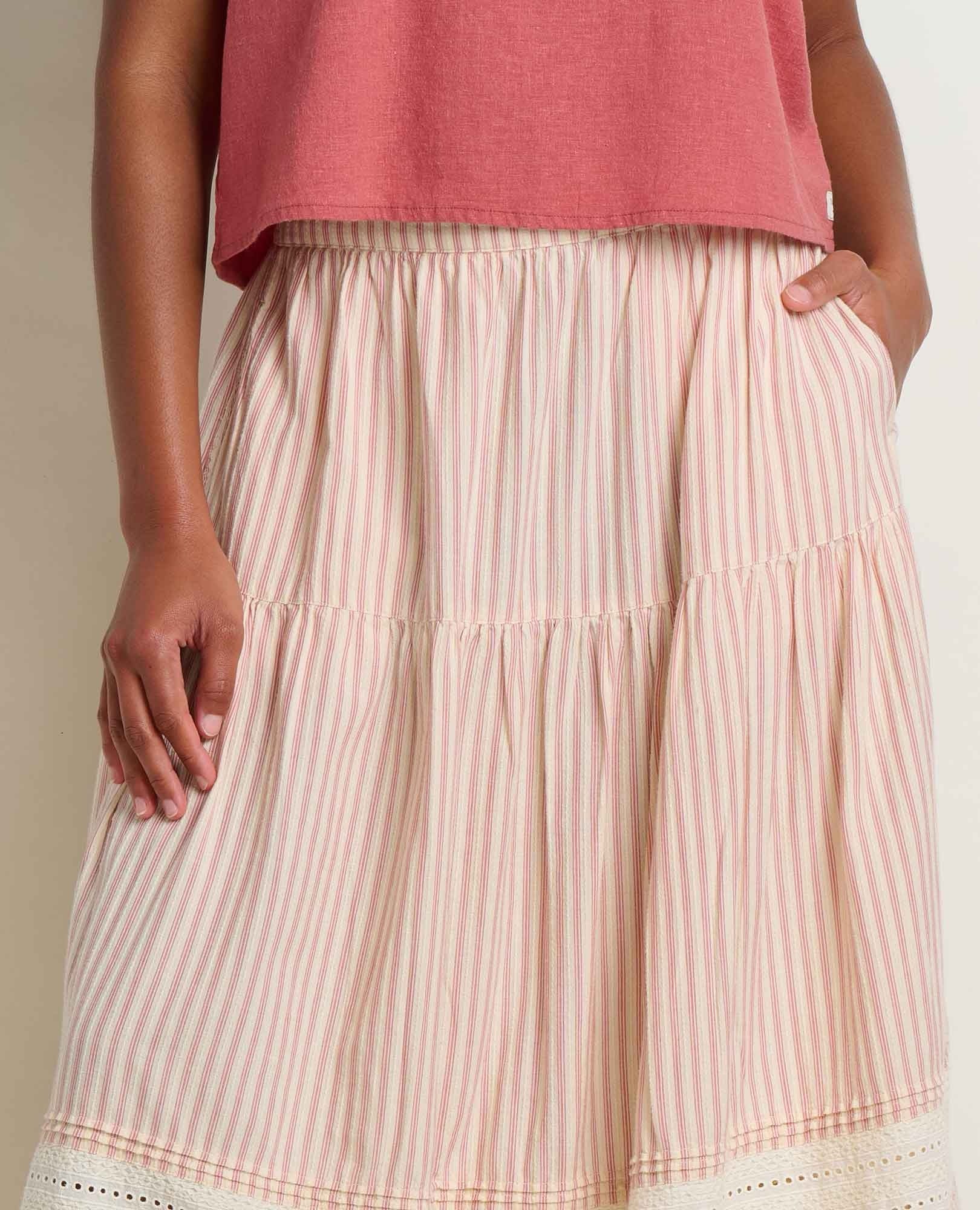 Airscape Midi Skirt - Dusty Cedar Stripe