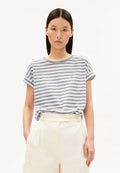 Idaara Stripes T Shirt - White/Silver Melange